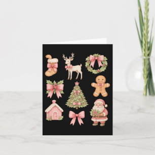 Tarjeta Preppy Coquette Bow Nk Christmas Tree Santa Ginger
