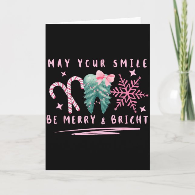 Tarjeta Preppy Coquette Teeth May Your Smile Be Merry And  (Anverso)