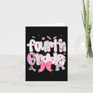 Tarjeta Preppy Cuarto Grado De Vuelta A La Escuela Chica D