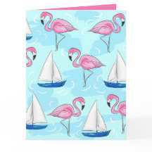 Preppy de barco de vela azul Flamingo rosa