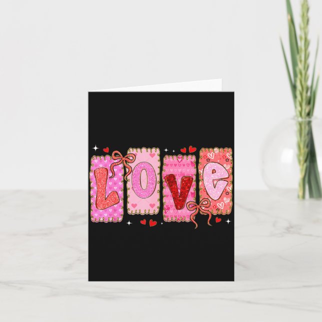 Tarjeta Preppy Love Valentine Nk Coquette Bow Girl Women K (Anverso)