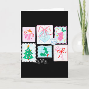 Tarjeta Preppy Nk Coquette Femenino Sello Navideño Vintage