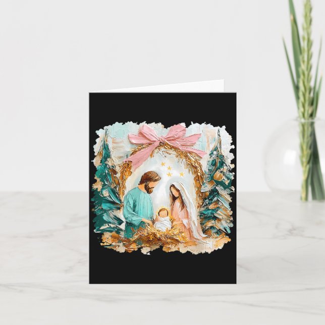 Tarjeta Preppy Painted Christian Nativity Scene God Faith  (Anverso)