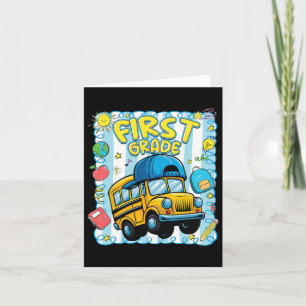 Tarjeta Preppy Primer Grado De Regreso A La Escuela Autobú