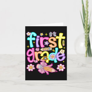 Tarjeta Preppy Primer grado Volver a la escuela Chica de p