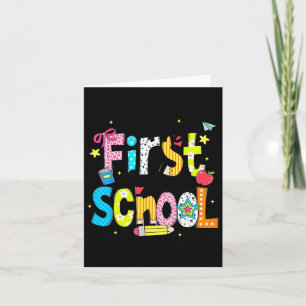 Tarjeta Preppy Regresa A La Escuela Feliz Primer Día De La