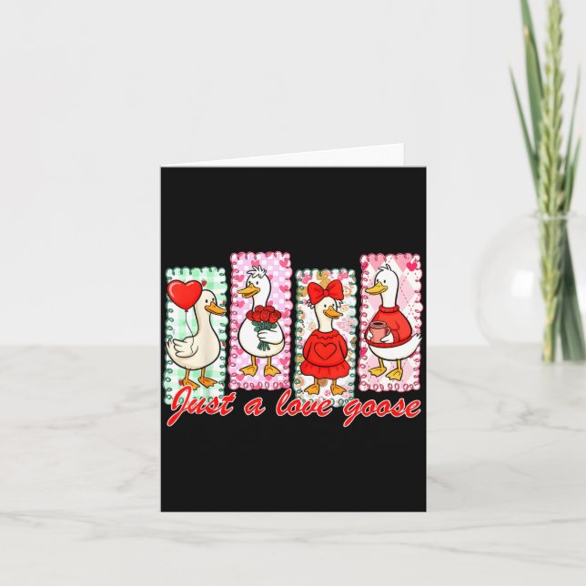 Tarjeta Preppy Valentine Just A Love Silly Goose Duck Girl (Anverso)