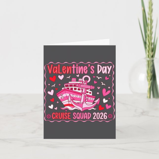 Tarjeta Preppy Valentines Cruise 2026 Family Matching Vale (Anverso)