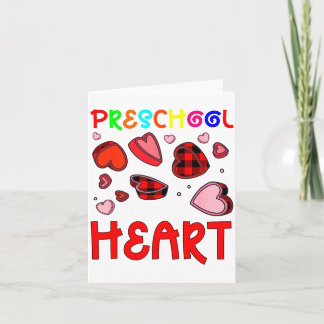 Tarjeta Preschool Has My Heart Valentines Hearts Teacher  (Anverso)