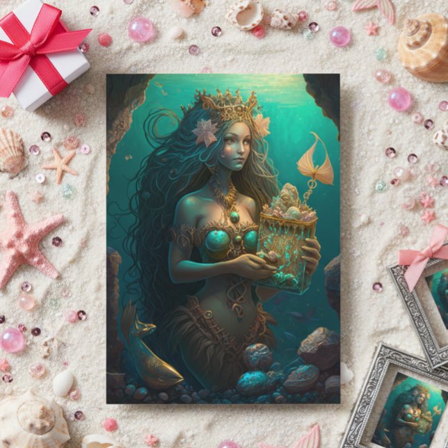 Tarjeta Presente de cumpleaños de pintura de sirenas (Subido por el creador)