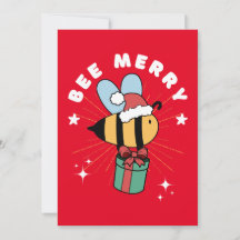 TARJETA PRESENTE DE FUNNY BEE MERRY NAVIDAD