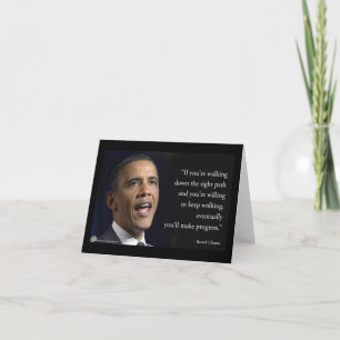 Tarjeta Presidente Obama y cita "Hacer Progreso" 