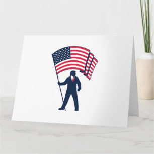 Tarjeta Presidente Trump con la bandera de Estados Unidos
