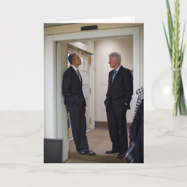 Tarjeta Presidentes Barack Obama y Bill Clinton (Anverso)