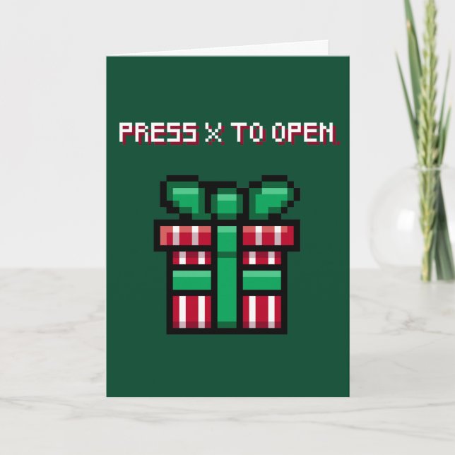 Tarjeta Presione X Para Abrir - Videojuego Pixel Navidades (Anverso)