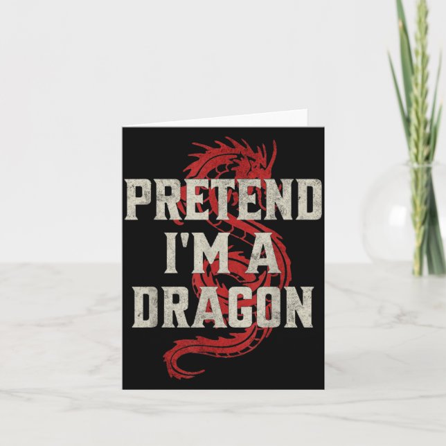 Tarjeta Pretend I'm A Dragon Funny Lazy Halloween Costume  (Anverso)