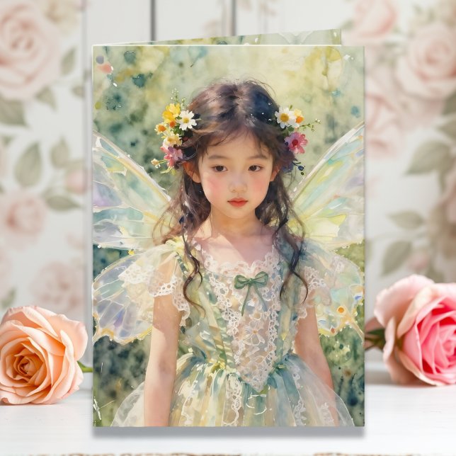 Tarjeta Pretty Asian Fairy Girl Happy Birthday (Subido por el creador)