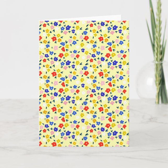 Tarjeta Pretty Dainty Cute Floral on Pastel Yellow (Anverso)