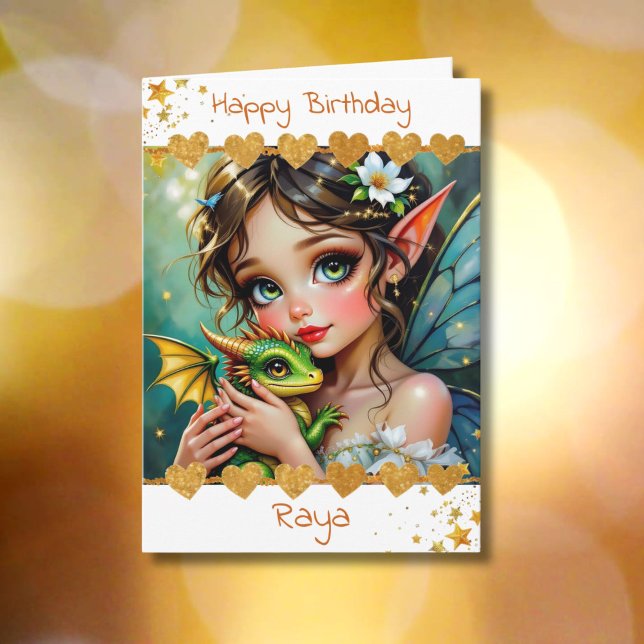 Tarjeta Pretty  Fairy and Dragon Themed Girl's Birthday (Subido por el creador)