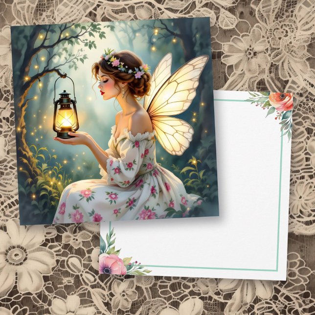 Tarjeta Pretty Fairy Themed Floral Blank (Subido por el creador)