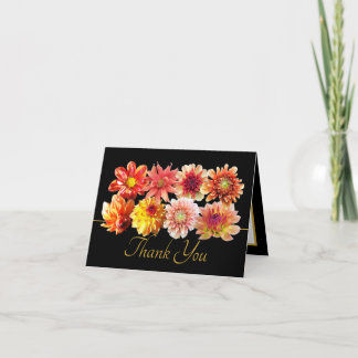 Tarjeta Pretty Orange/Red Dahlias Floral Bouquet Thank You