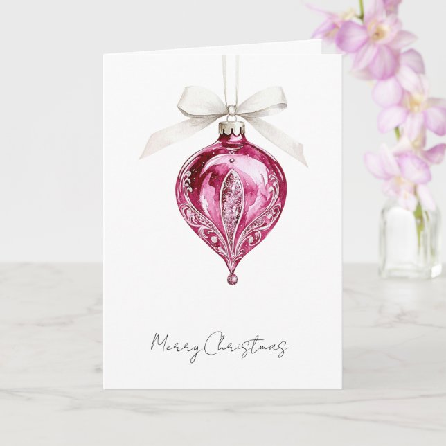 Tarjeta Pretty Pink Glam Christmas Ornament (Orquídea)