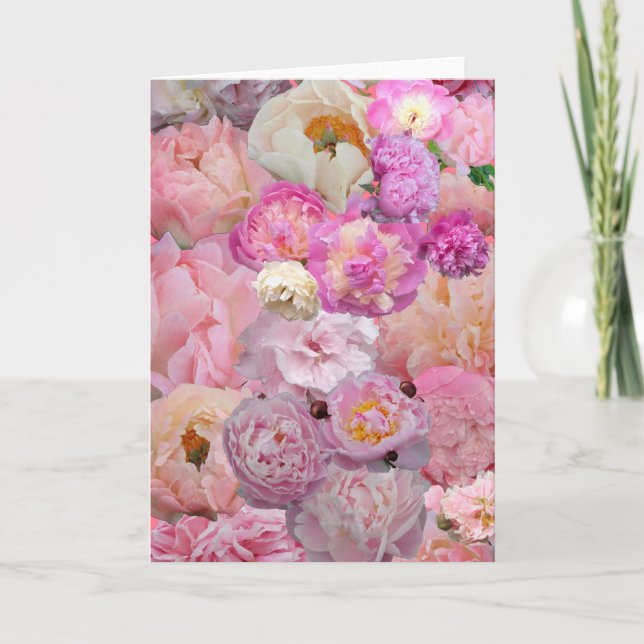 Tarjeta Pretty Pink Peony Collage  (Anverso)