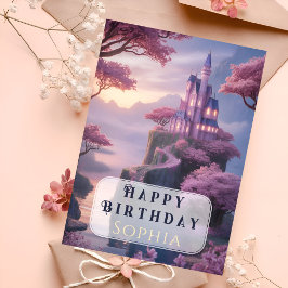 Tarjeta Pretty Pink Princess Castle Birthday