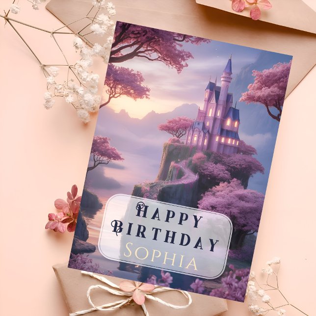 Tarjeta Pretty Pink Princess Castle Birthday (Subido por el creador)