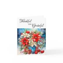 Pretty Poinsettia Plant and Gifts Greeting Card