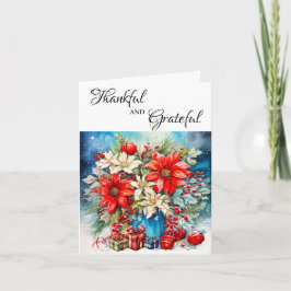 Tarjeta Pretty Poinsettia Plant and Gifts Greeting Card