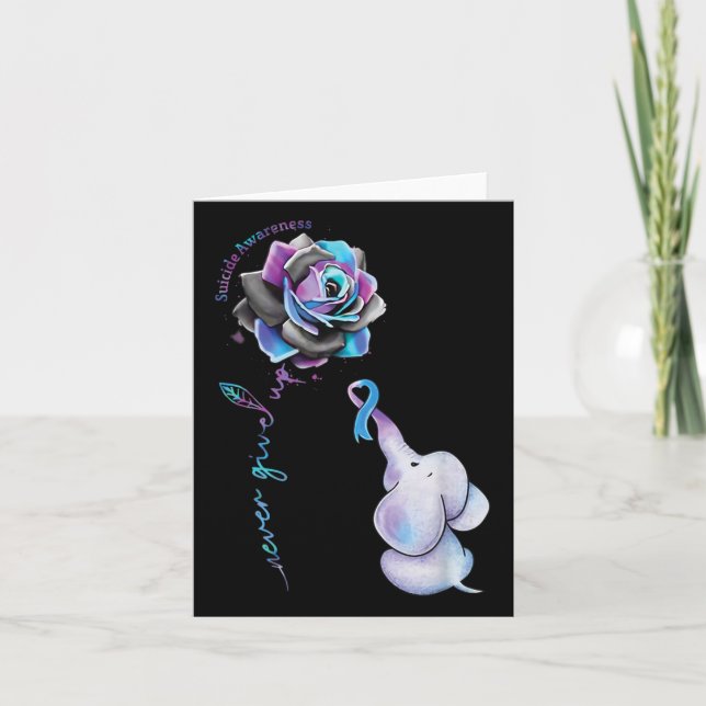 Tarjeta Prevención suicida Conciencia Flor Elefante Ribbo (Anverso)