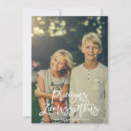 Tarjeta Priecigus Ziemassvetkus Script Photo Greet