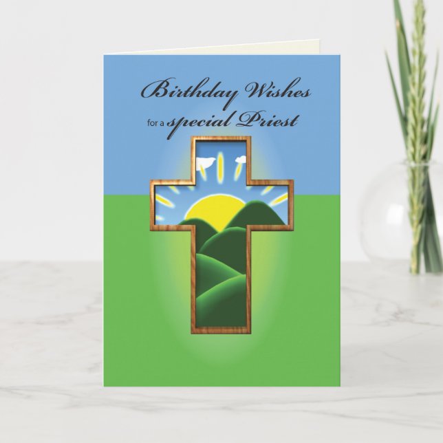 Tarjeta Priest de la Cruz del Cumpleaños (Anverso)