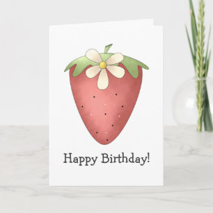Tarjeta Primavera agradable · Fresa y flor