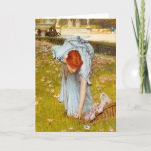 Tarjeta Primavera de Lorenzo Alma Tadema en el jardín
