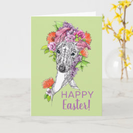 Tarjeta Primavera de Pascua Gris italiano Whippet Arte flo