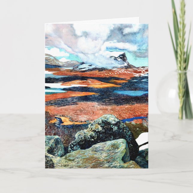 Tarjeta Primavera en Laponia, pintura de arte fino (Anverso)