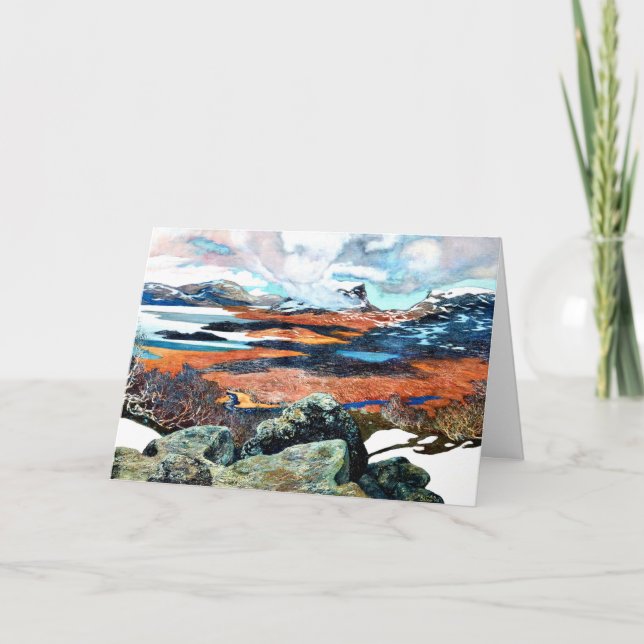 Tarjeta Primavera en Laponia, pintura de arte fino (Anverso)