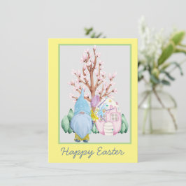 Tarjeta Primavera Gnome Hogar Feliz Pascua