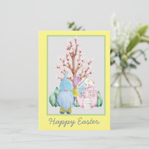 Tarjeta Primavera Gnome Hogar Feliz Pascua
