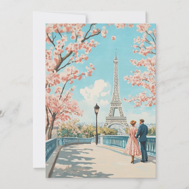 Tarjeta Primavera romántica en París (Anverso)