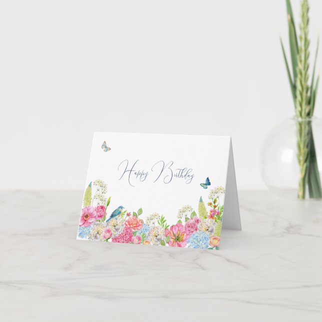 Tarjeta Primavera rosa azul azulado floral Bloom (Anverso)