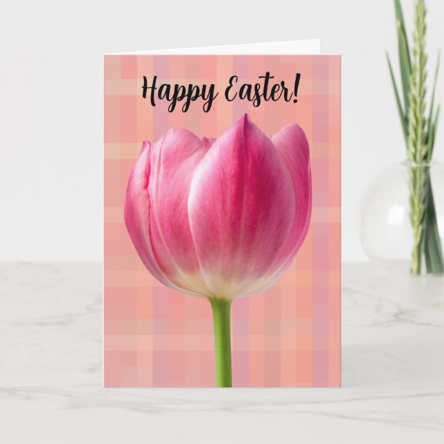 Tarjeta Primavera Rosa Tulip Art Flower Easter (Anverso)