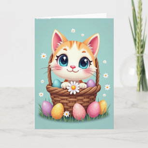 Tarjeta primaveral de gatito adorable