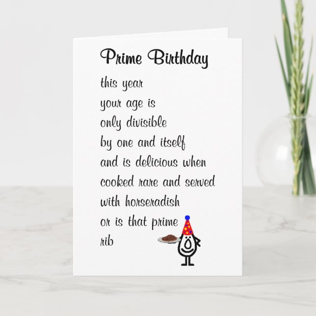 Tarjeta Prime Birthday A Funny Happy Birthday Poem (Anverso)