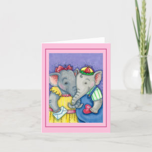 Tarjeta PRIMER AMOR DE ELEFANTES BEBÉS, PAquidermos ADORAB