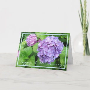 Tarjeta Primer aniversario Boda desea a Hydrangeas Elegant
