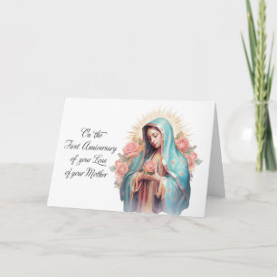 Tarjeta Primer aniversario de la pérdida de la madre bendi