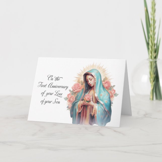 Tarjeta Primer Aniversario de la Pérdida de un Hijo Bendit (Anverso)